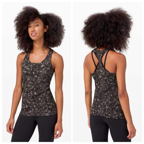 Lululemon Cool Racerback Tank Top Size 8 Black Equalized Multi - Picture 1 of 9